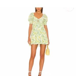 Alice + Olivia Green Puff Sleeve Sundress